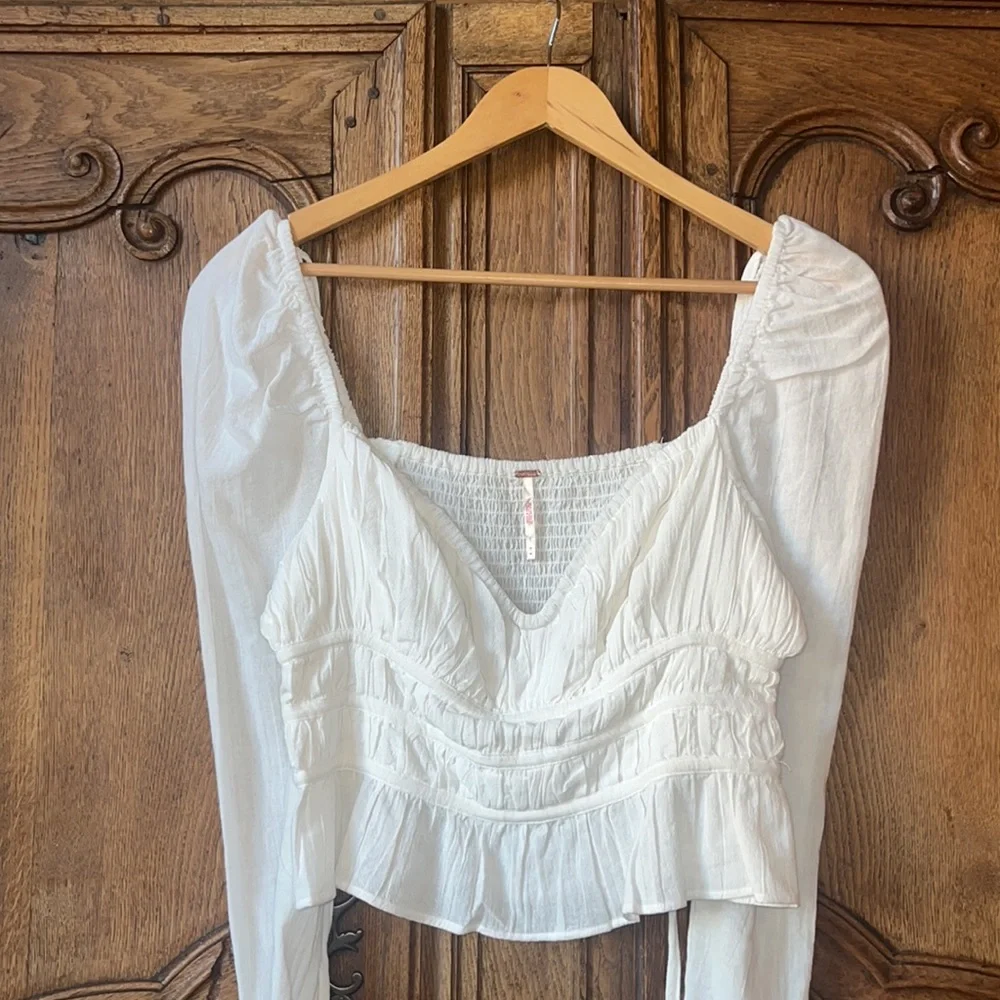 NEW Free People Chloe Smocked Cotton Top
